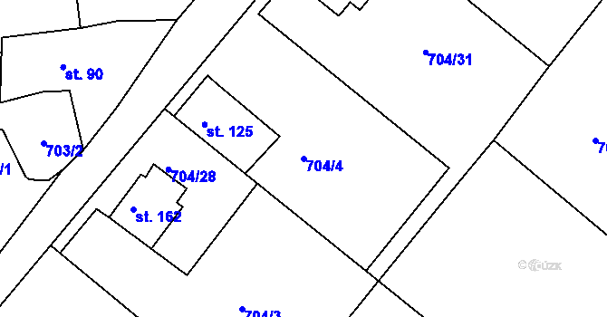 Parcela st. 704/4 v KÚ Cerhonice, Katastrální mapa