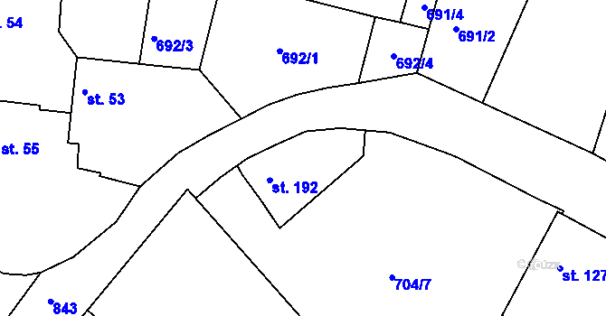Parcela st. 704/25 v KÚ Cerhonice, Katastrální mapa