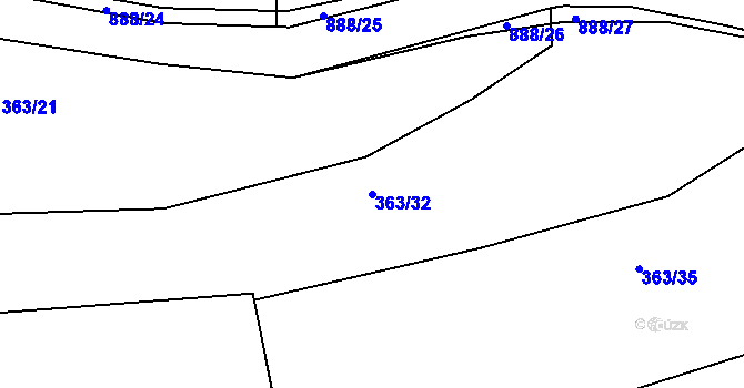 Parcela st. 363/32 v KÚ Cerhonice, Katastrální mapa