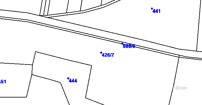 Parcela st. 426/7 v KÚ Cerhonice, Katastrální mapa