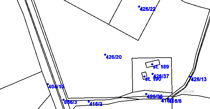 Parcela st. 426/20 v KÚ Cerhonice, Katastrální mapa