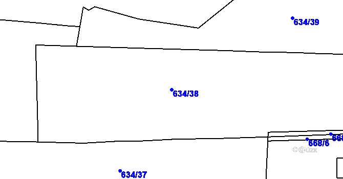 Parcela st. 634/38 v KÚ Cerhonice, Katastrální mapa