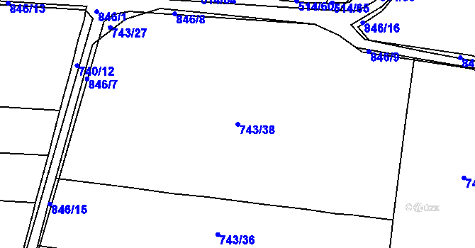 Parcela st. 743/38 v KÚ Cerhonice, Katastrální mapa