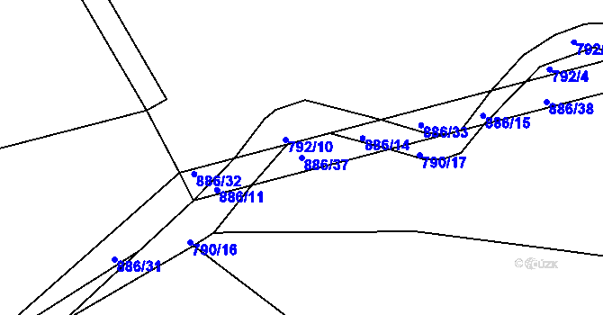 Parcela st. 886/37 v KÚ Cerhonice, Katastrální mapa