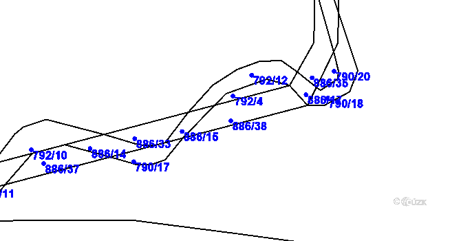 Parcela st. 886/38 v KÚ Cerhonice, Katastrální mapa