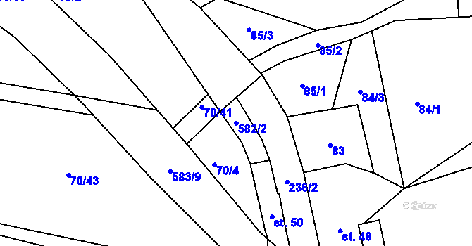 Parcela st. 582/2 v KÚ Radobytce, Katastrální mapa