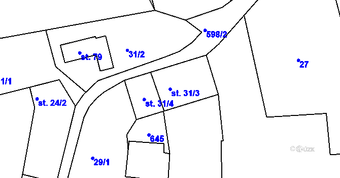 Parcela st. 31/3 v KÚ Radobytce, Katastrální mapa