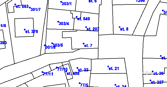 Parcela st. 7 v KÚ Cerhovice, Katastrální mapa