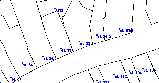 Parcela st. 32 v KÚ Cerhovice, Katastrální mapa