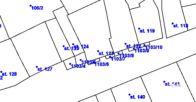 Parcela st. 123 v KÚ Cerhovice, Katastrální mapa
