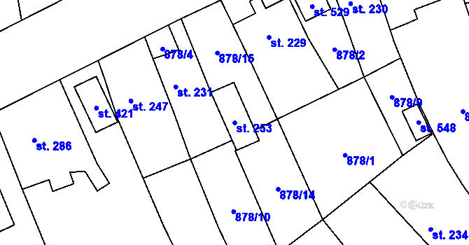 Parcela st. 253 v KÚ Cerhovice, Katastrální mapa