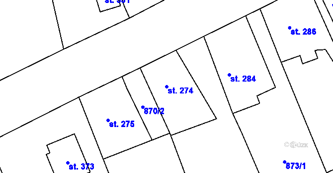 Parcela st. 274 v KÚ Cerhovice, Katastrální mapa
