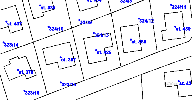 Parcela st. 425 v KÚ Cerhovice, Katastrální mapa