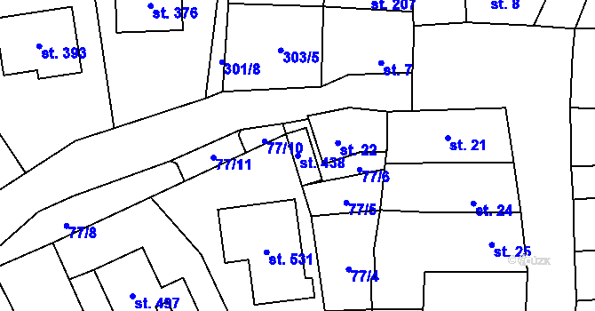 Parcela st. 438 v KÚ Cerhovice, Katastrální mapa