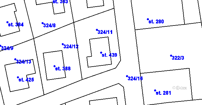 Parcela st. 439 v KÚ Cerhovice, Katastrální mapa