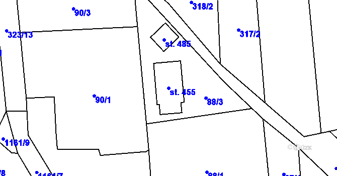 Parcela st. 455 v KÚ Cerhovice, Katastrální mapa