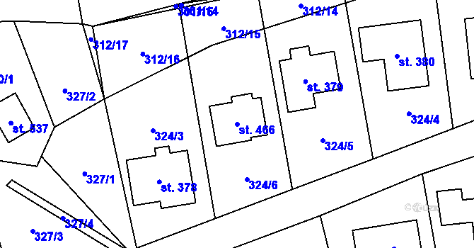 Parcela st. 466 v KÚ Cerhovice, Katastrální mapa