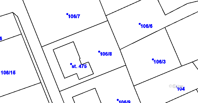 Parcela st. 106/8 v KÚ Cerhovice, Katastrální mapa