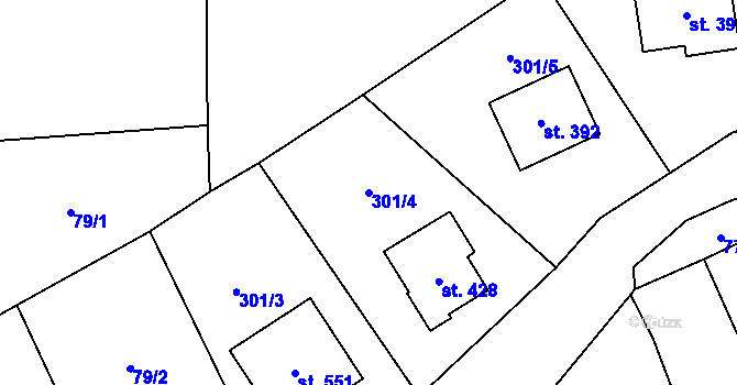 Parcela st. 301/4 v KÚ Cerhovice, Katastrální mapa