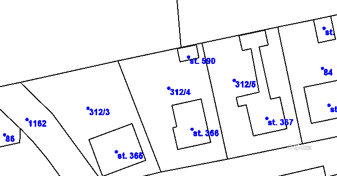 Parcela st. 312/4 v KÚ Cerhovice, Katastrální mapa