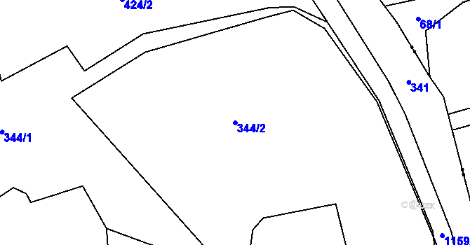 Parcela st. 344/2 v KÚ Cerhovice, Katastrální mapa