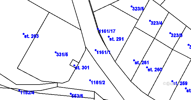 Parcela st. 1161/1 v KÚ Cerhovice, Katastrální mapa