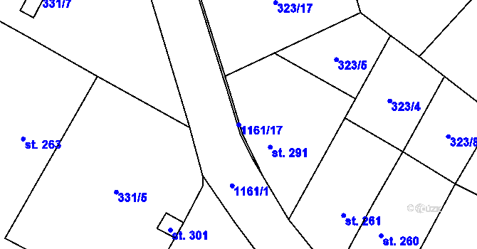 Parcela st. 1161/17 v KÚ Cerhovice, Katastrální mapa