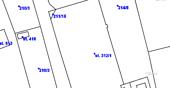 Parcela st. 211/12 v KÚ Cerhovice, Katastrální mapa