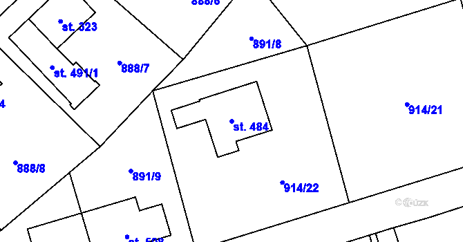 Parcela st. 484 v KÚ Cerhovice, Katastrální mapa