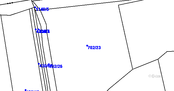 Parcela st. 702/23 v KÚ Cerhovice, Katastrální mapa