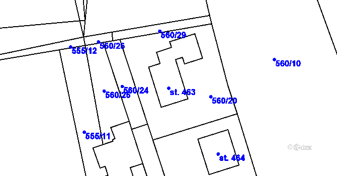 Parcela st. 463 v KÚ Cerhovice, Katastrální mapa
