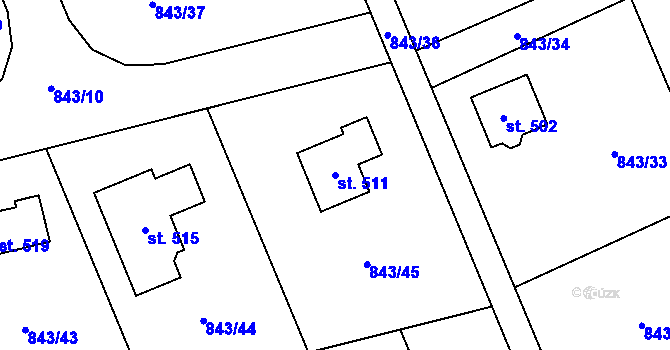 Parcela st. 511 v KÚ Cerhovice, Katastrální mapa