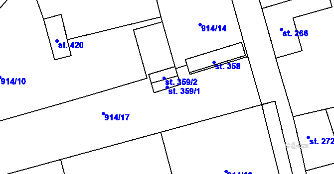 Parcela st. 359/1 v KÚ Cerhovice, Katastrální mapa