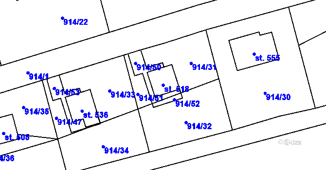 Parcela st. 518 v KÚ Cerhovice, Katastrální mapa