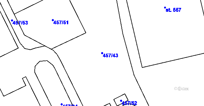Parcela st. 457/43 v KÚ Cerhovice, Katastrální mapa