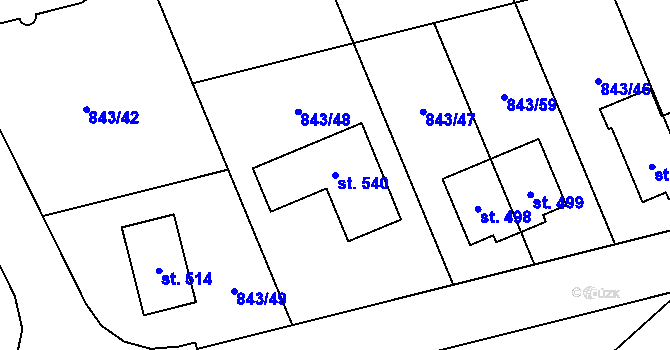Parcela st. 540 v KÚ Cerhovice, Katastrální mapa
