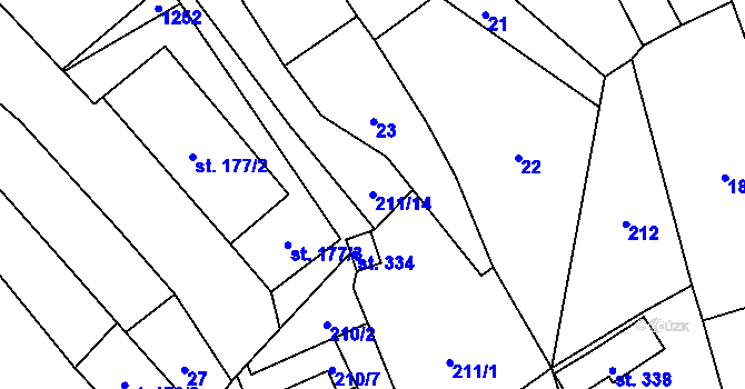Parcela st. 211/14 v KÚ Cerhovice, Katastrální mapa