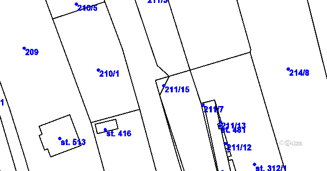 Parcela st. 211/15 v KÚ Cerhovice, Katastrální mapa