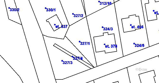 Parcela st. 327/1 v KÚ Cerhovice, Katastrální mapa