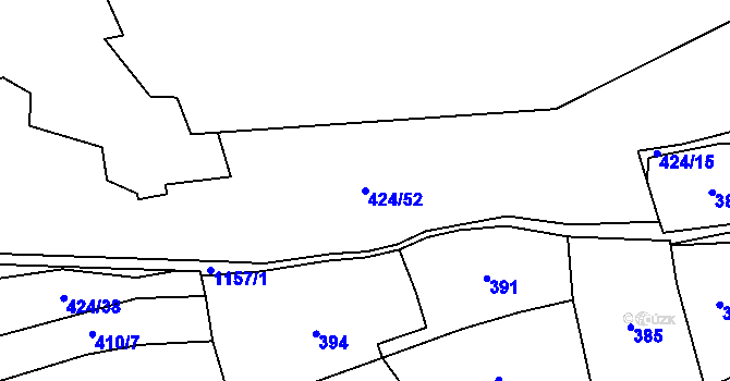Parcela st. 424/52 v KÚ Cerhovice, Katastrální mapa