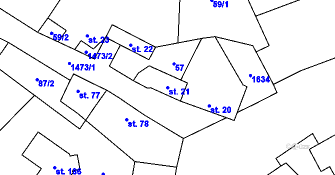 Parcela st. 21 v KÚ Cetechovice, Katastrální mapa