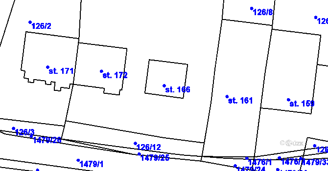 Parcela st. 166 v KÚ Cetechovice, Katastrální mapa