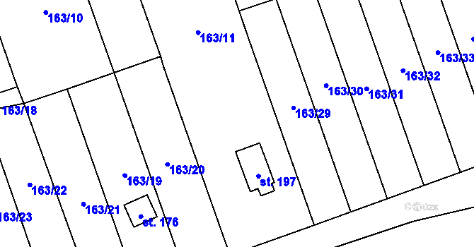 Parcela st. 163/12 v KÚ Cetechovice, Katastrální mapa