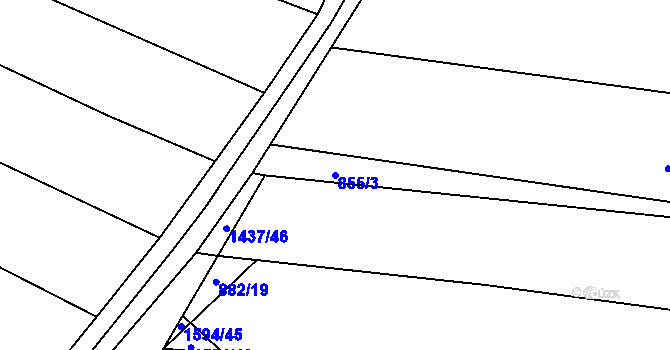 Parcela st. 855/3 v KÚ Cetechovice, Katastrální mapa