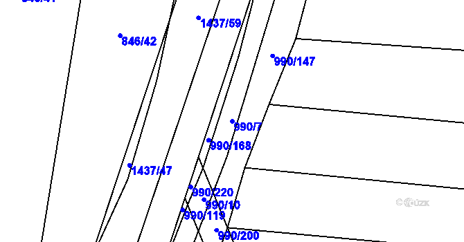 Parcela st. 990/7 v KÚ Cetechovice, Katastrální mapa