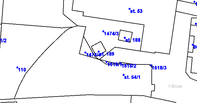 Parcela st. 189 v KÚ Cetechovice, Katastrální mapa