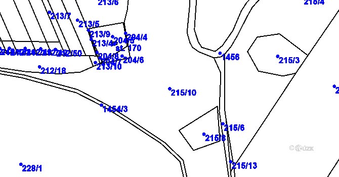 Parcela st. 215/10 v KÚ Cetechovice, Katastrální mapa