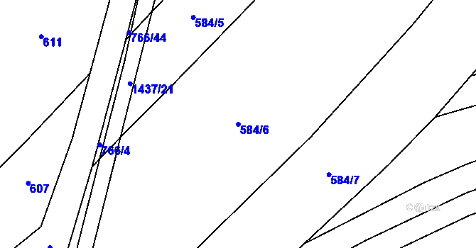 Parcela st. 584/6 v KÚ Cetechovice, Katastrální mapa