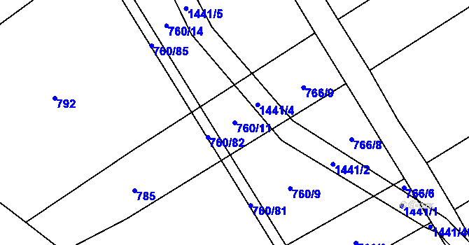 Parcela st. 760/11 v KÚ Cetechovice, Katastrální mapa