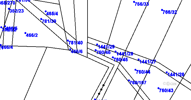 Parcela st. 760/46 v KÚ Cetechovice, Katastrální mapa